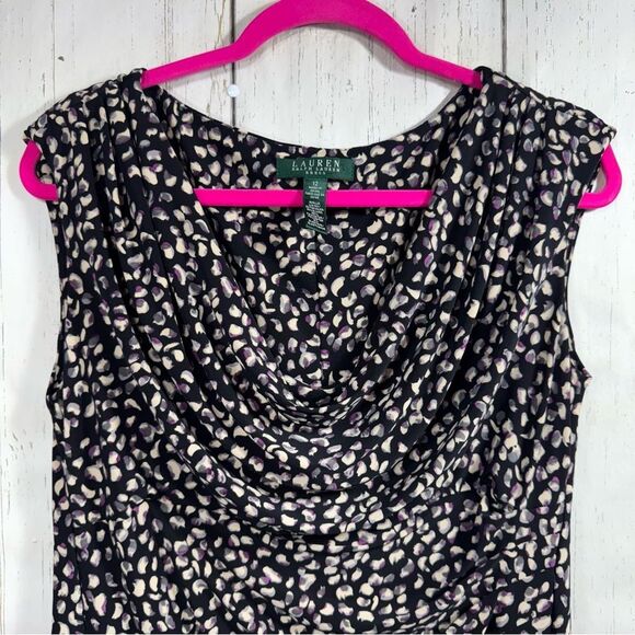 Lauren Ralph Lauren Ruched Cowl Neck Sleeveless Stretch Sheath Casual Midi Dress - Picture 4 of 15